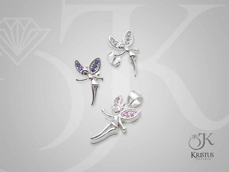 Conjunto Hada en Plata Fina 925 con Circones - Símbolo de Magia y Fantasía