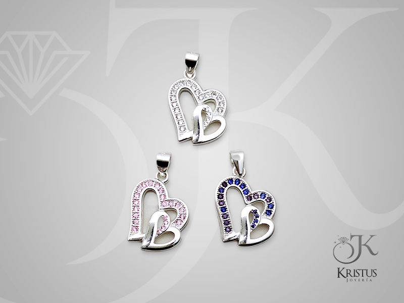 Conjunto Doble Corazón uno en su Interior en Plata Fina 925 y Circones - Símbolo de Amor Eterno