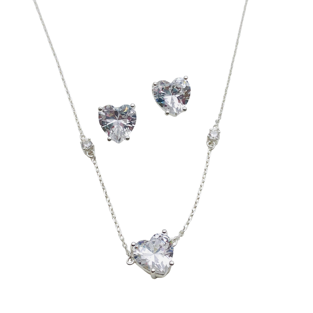 Set Corazones Brillantes – Plata Fina 925