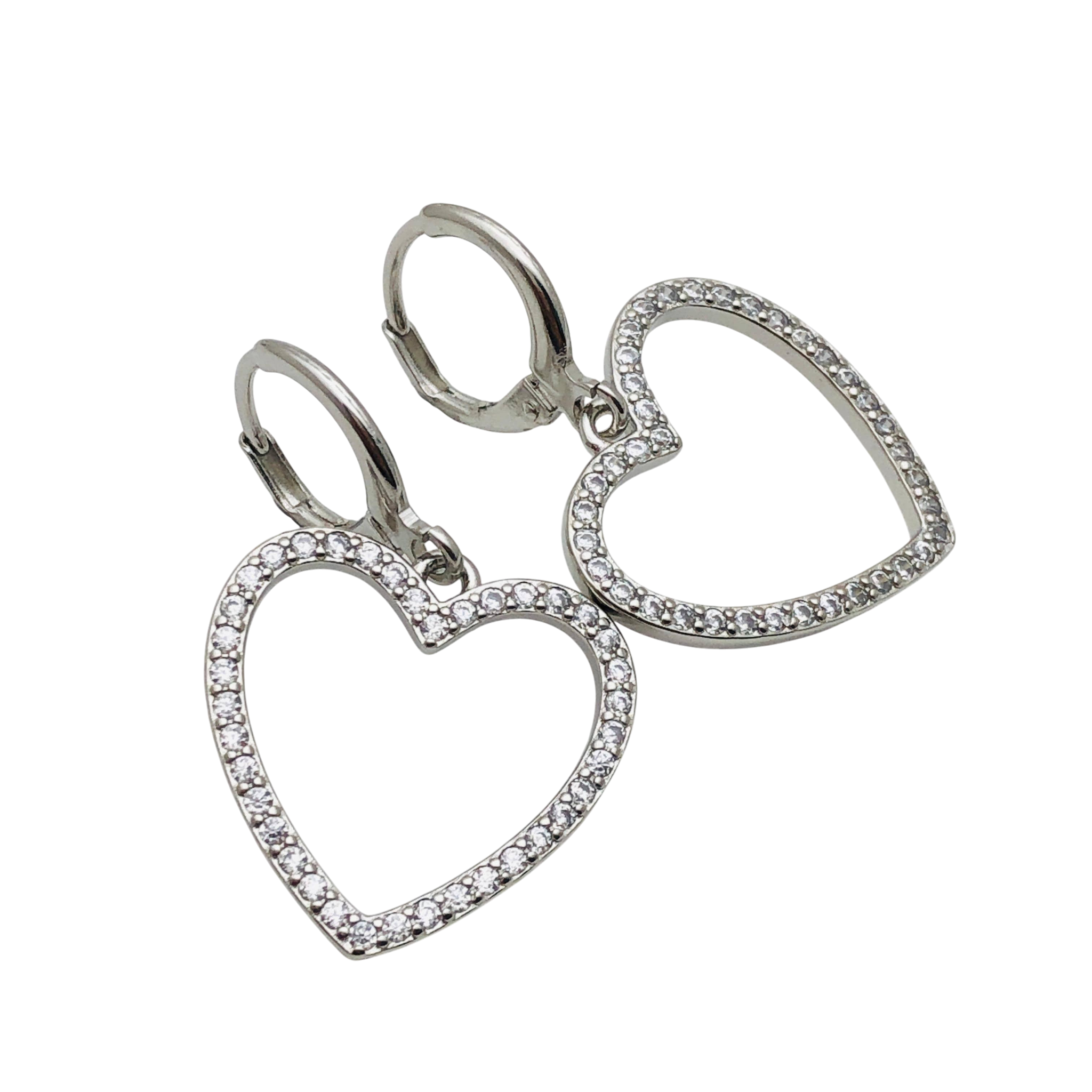 Aros Corazón Brillante – Plata Fina 925