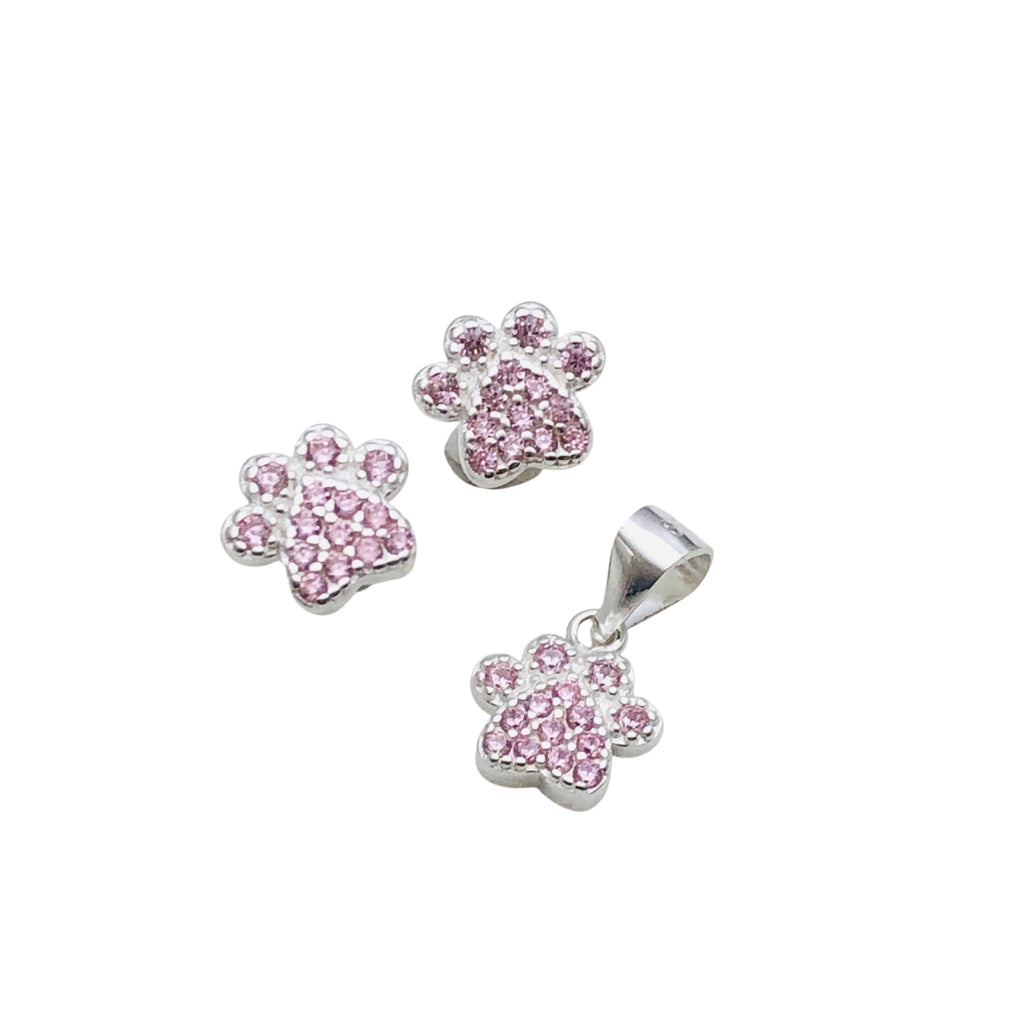 Conjunto Huellita Brillo – Plata Fina 925