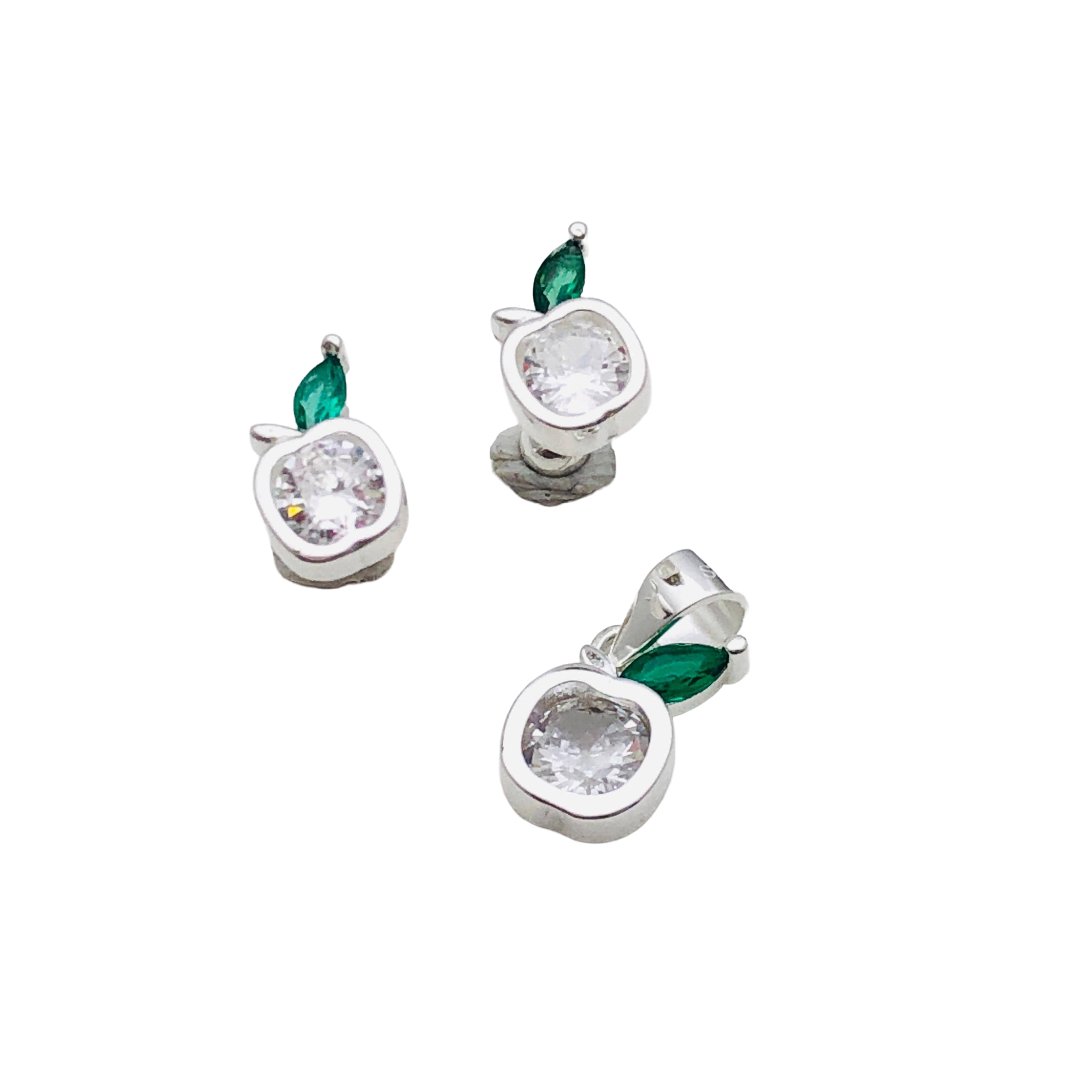 Conjunto Manzana en Plata Fina 925 con Circones