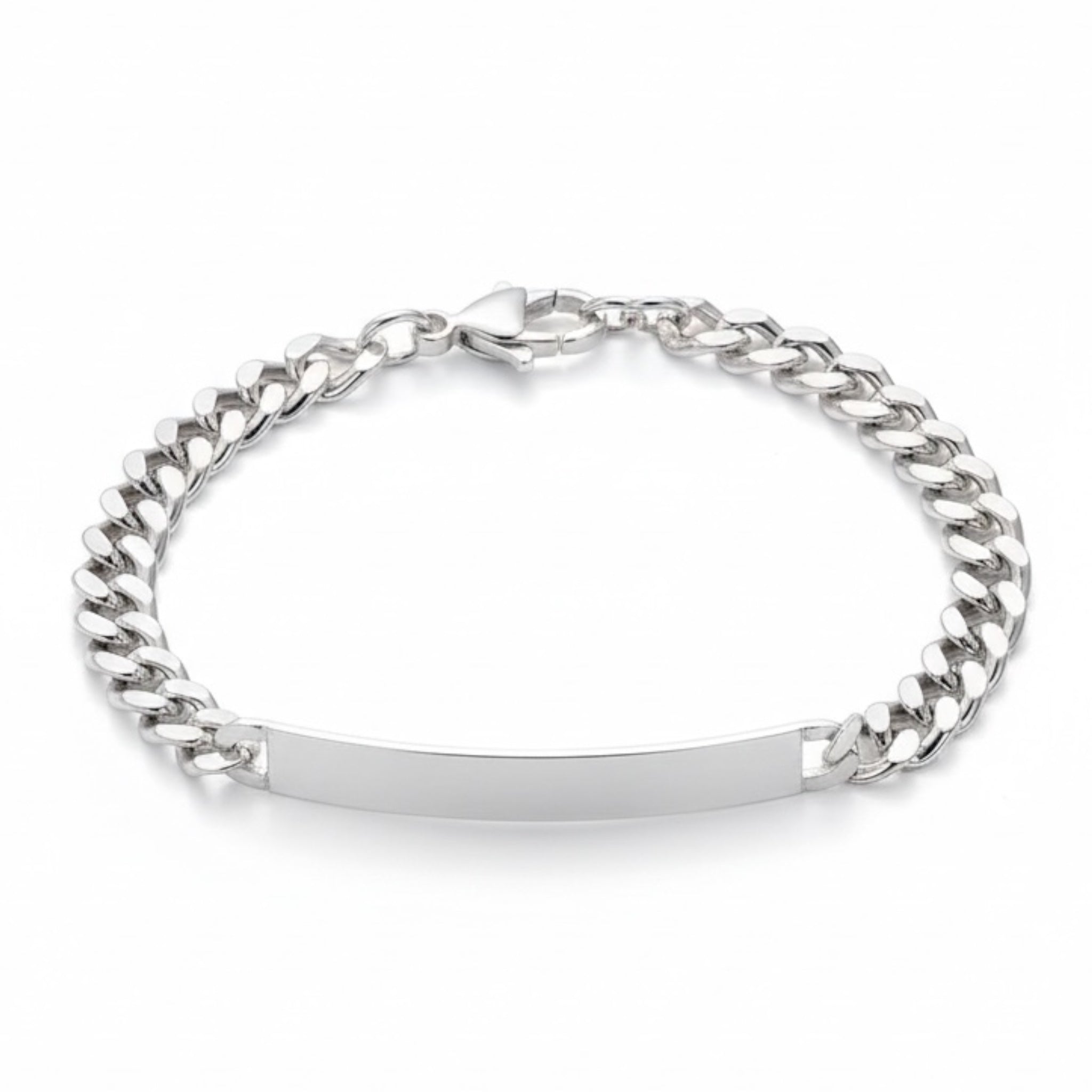 Pulsera Grumet con Placa Plata Ley 925 (21 cm) – Línea Premium
