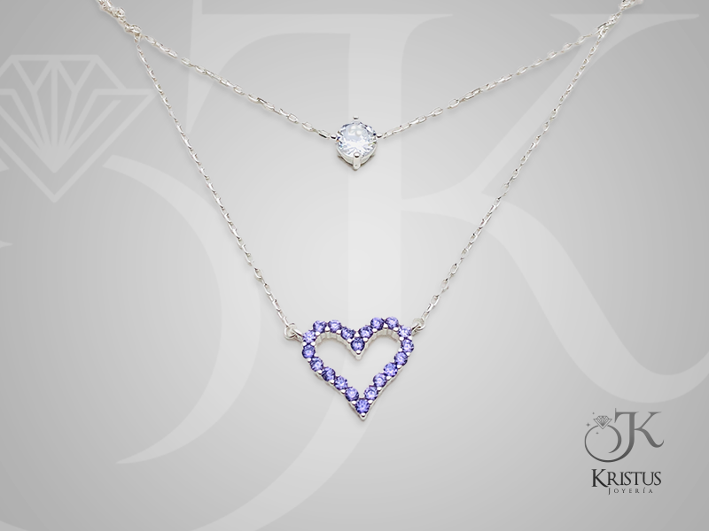 Collar Doble de Corazón y Punto de Luz de Plata Fina Ley 925 - Brillantez y Elegancia.