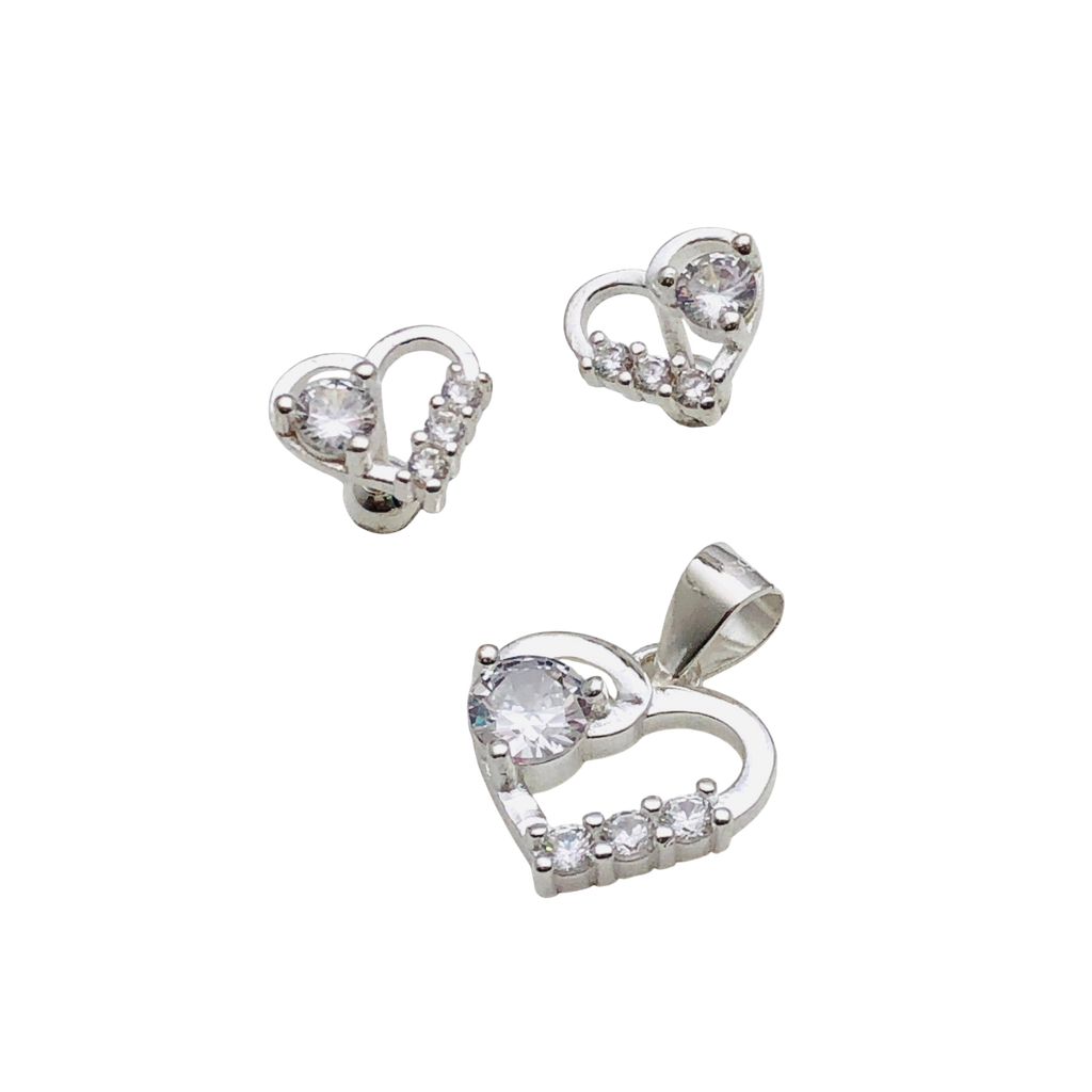 Conjunto Corazón Brillante – Plata Fina 925