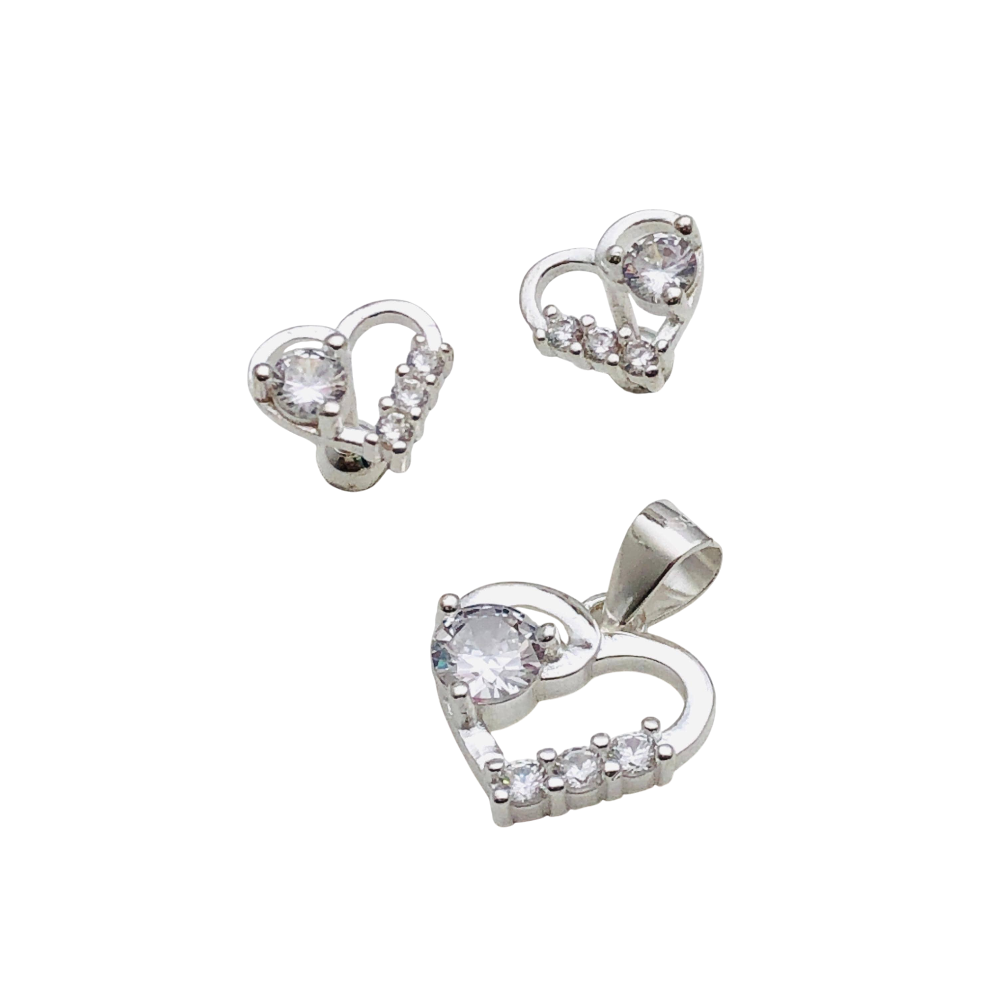 Conjunto Corazón Brillante – Plata Fina 925