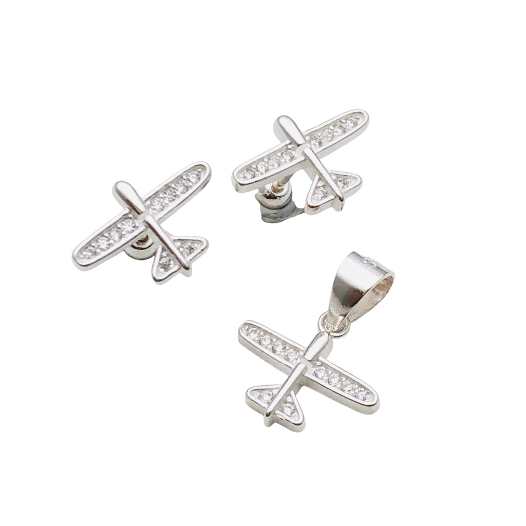 Conjunto Avión en Plata Fina 925