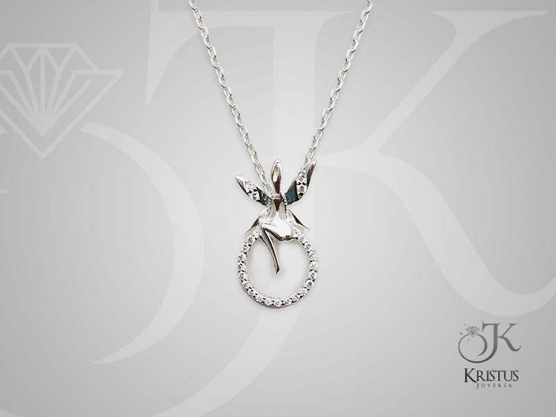 Collar Hada con Círculo de Circones de Plata Fina Ley 925 - Magia y Compañia