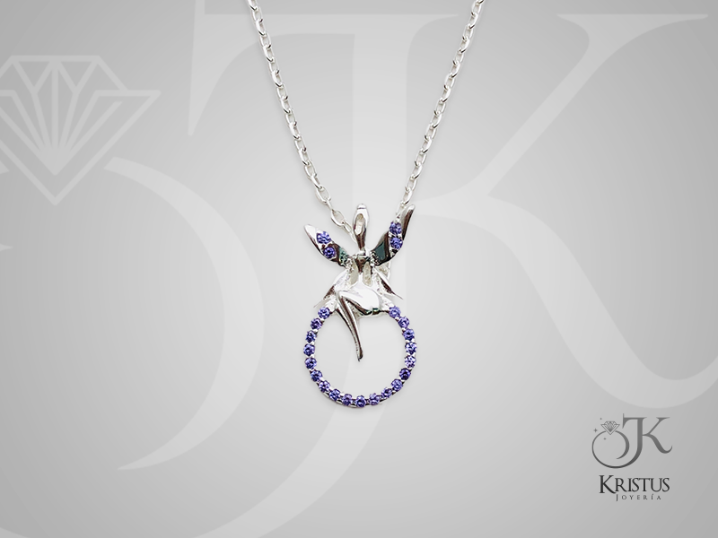 Collar Hada con Círculo de Circones de Plata Fina Ley 925 - Magia y Compañia