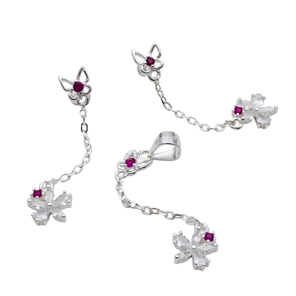 Set Mariposa Encadenada – Plata Fina 925