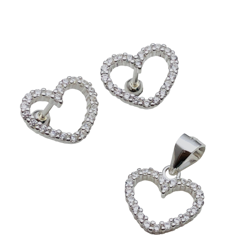 Set Corazón Brillante – Plata Fina 925