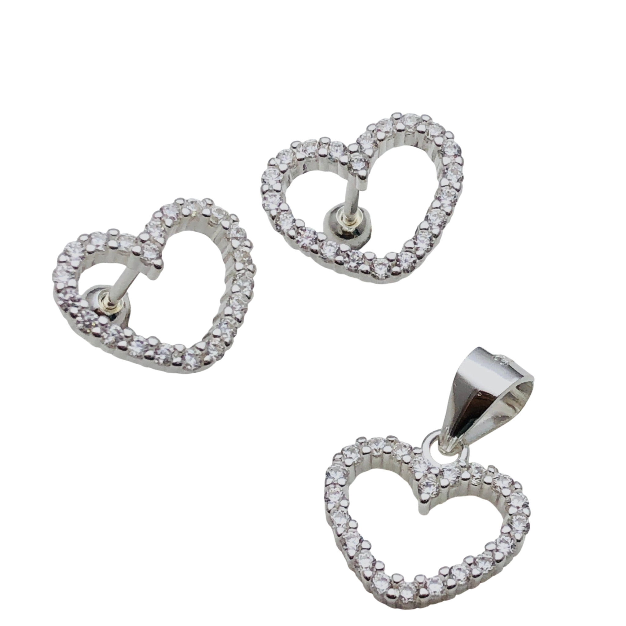 Set Corazón Brillante – Plata Fina 925