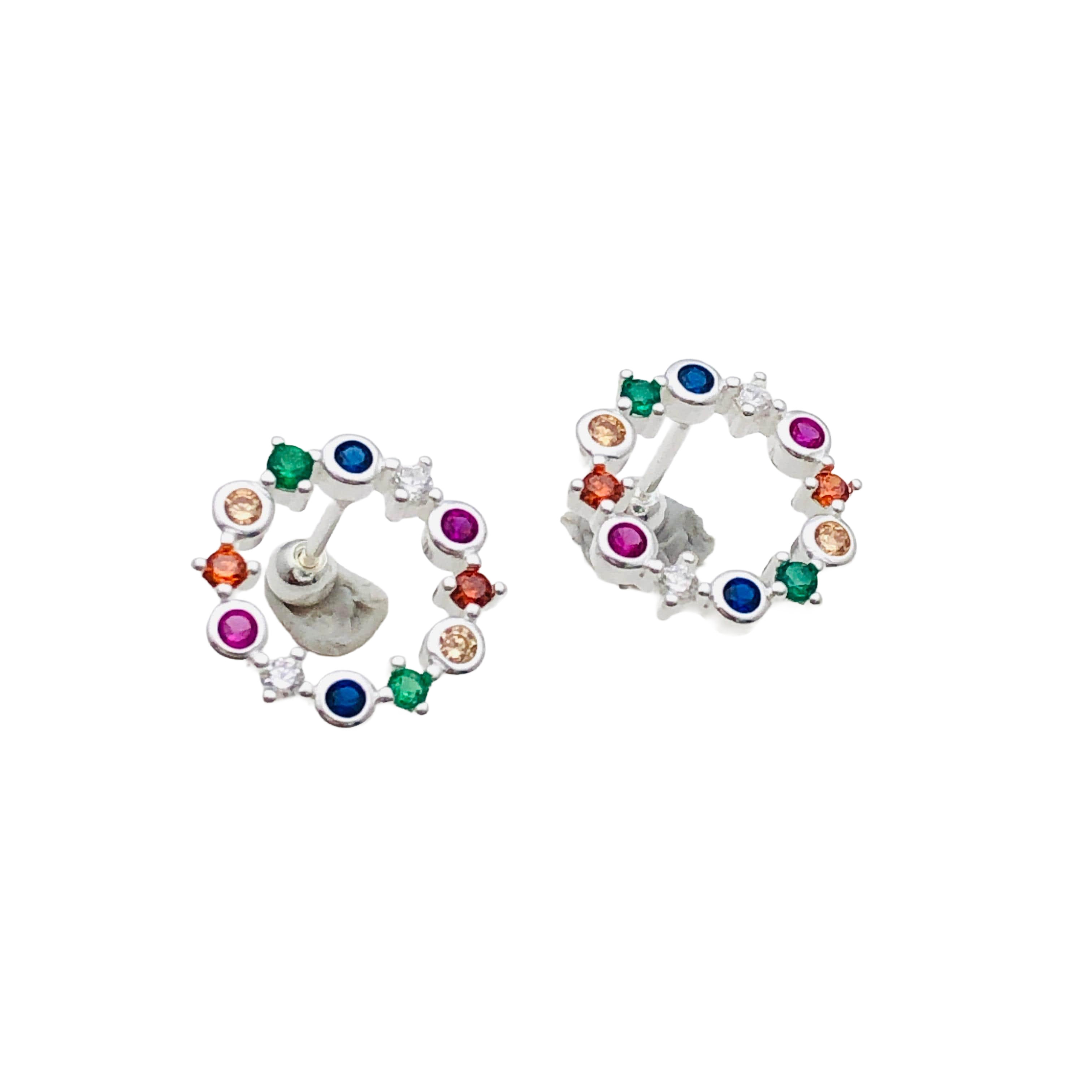 Aros Rainbow Circle – Plata Fina 925