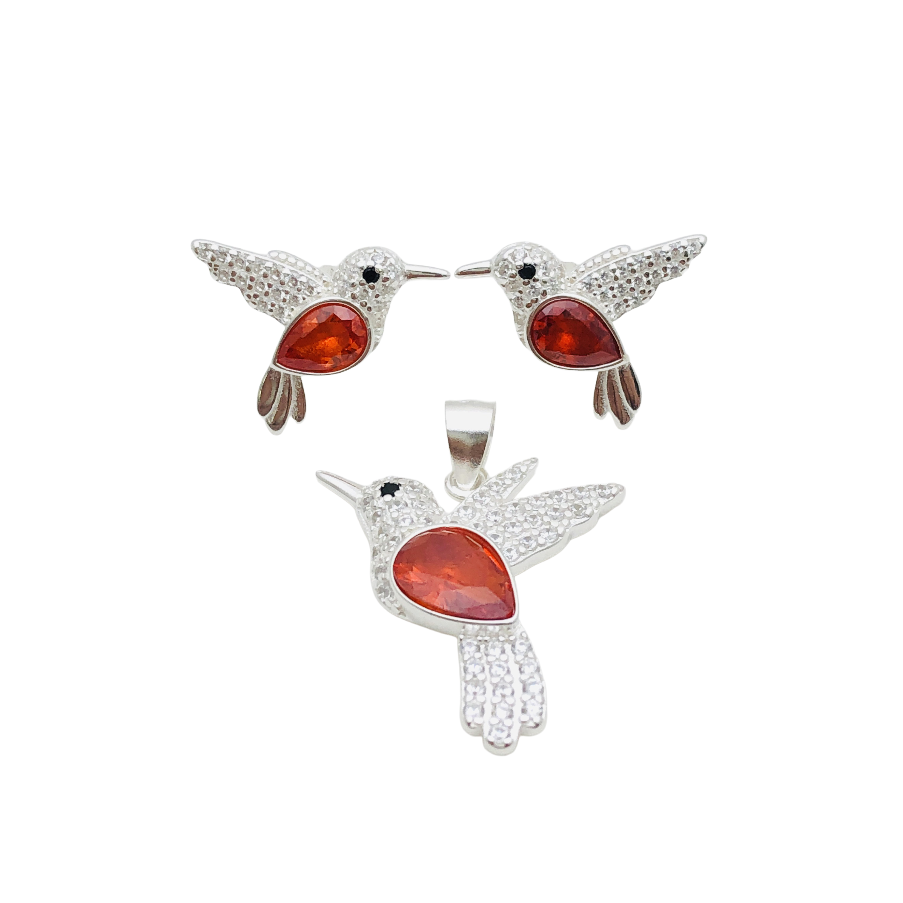 Conjunto PICAFLOR en Plata Fina 925 con Circones