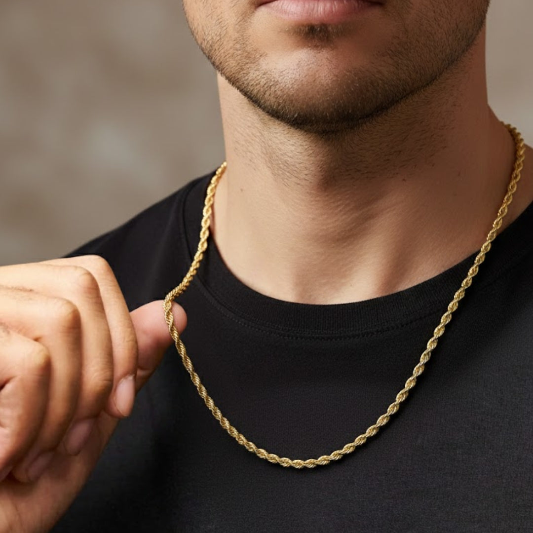 Cadena Italiana Tourbillon en Plata 925 bañada en Oro 18k – 55 cm.