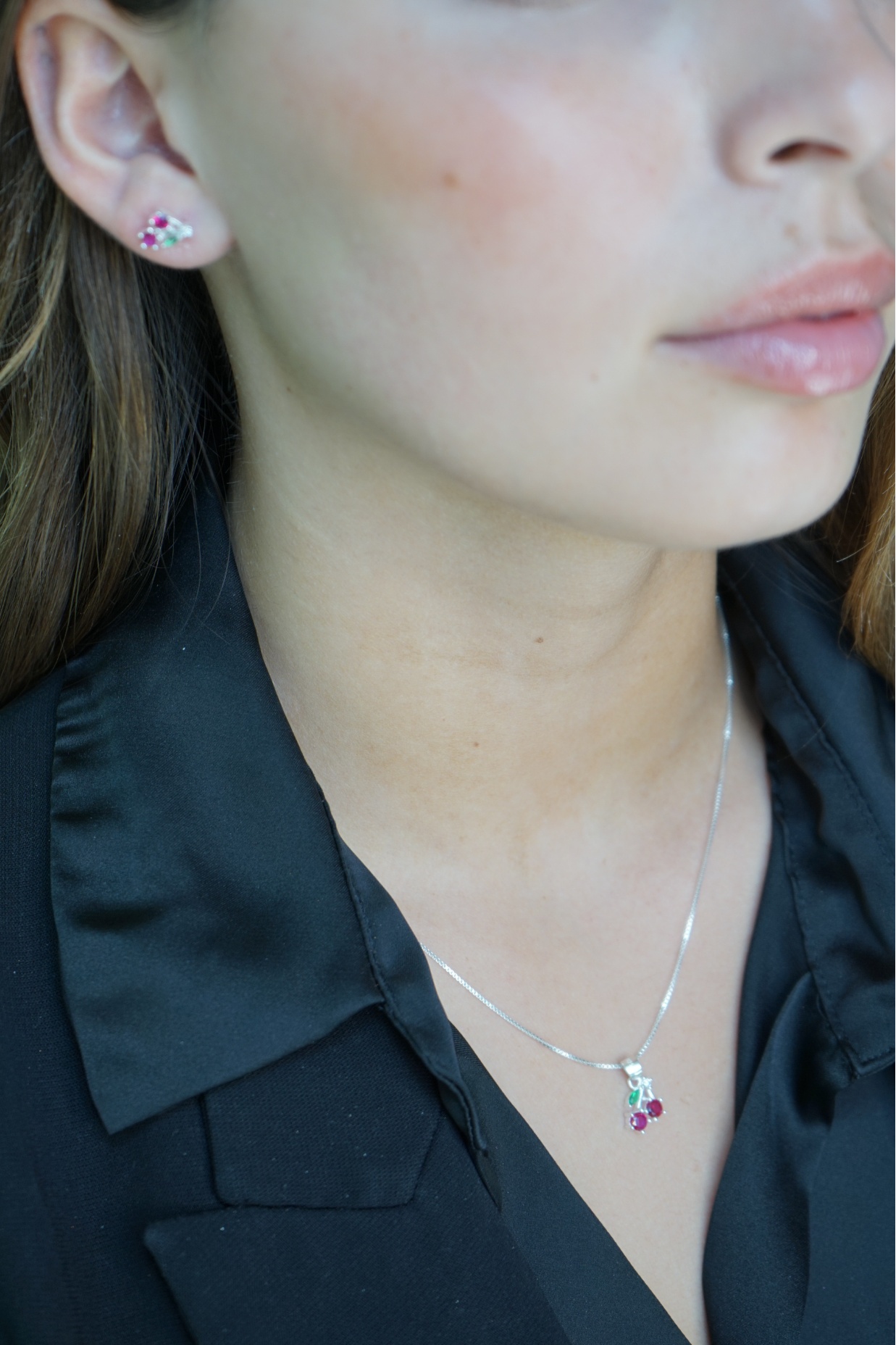 Set Doble Cereza – Plata Fina 925