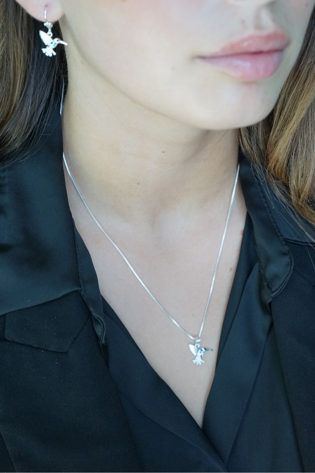 Conjunto Colibrí Multicolor – Plata Fina 925