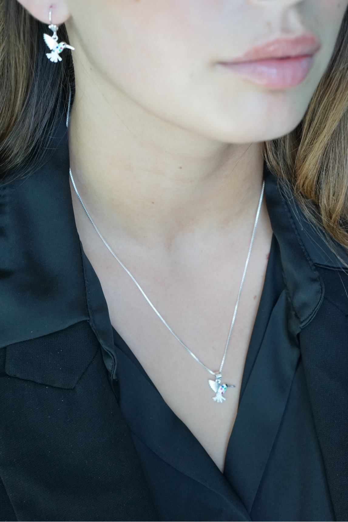 Conjunto Colibrí Multicolor – Plata Fina 925