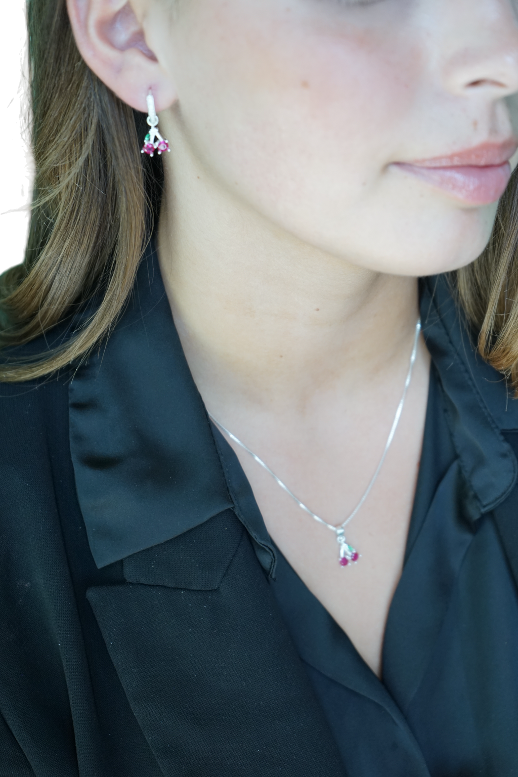 Conjunto Cerezo Brillante – Plata Fina 925