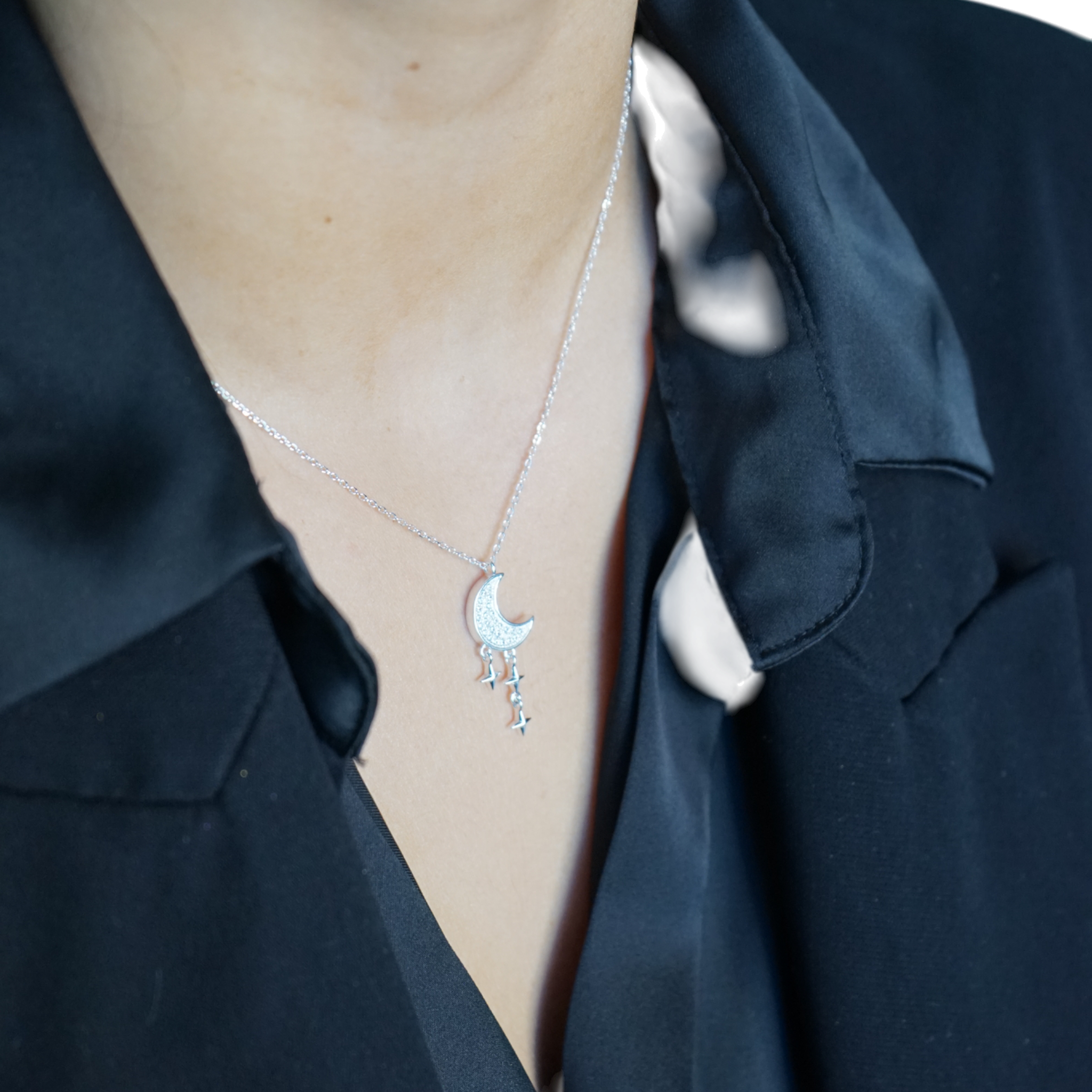 Collar Luna & Estrellas – Plata Fina 925