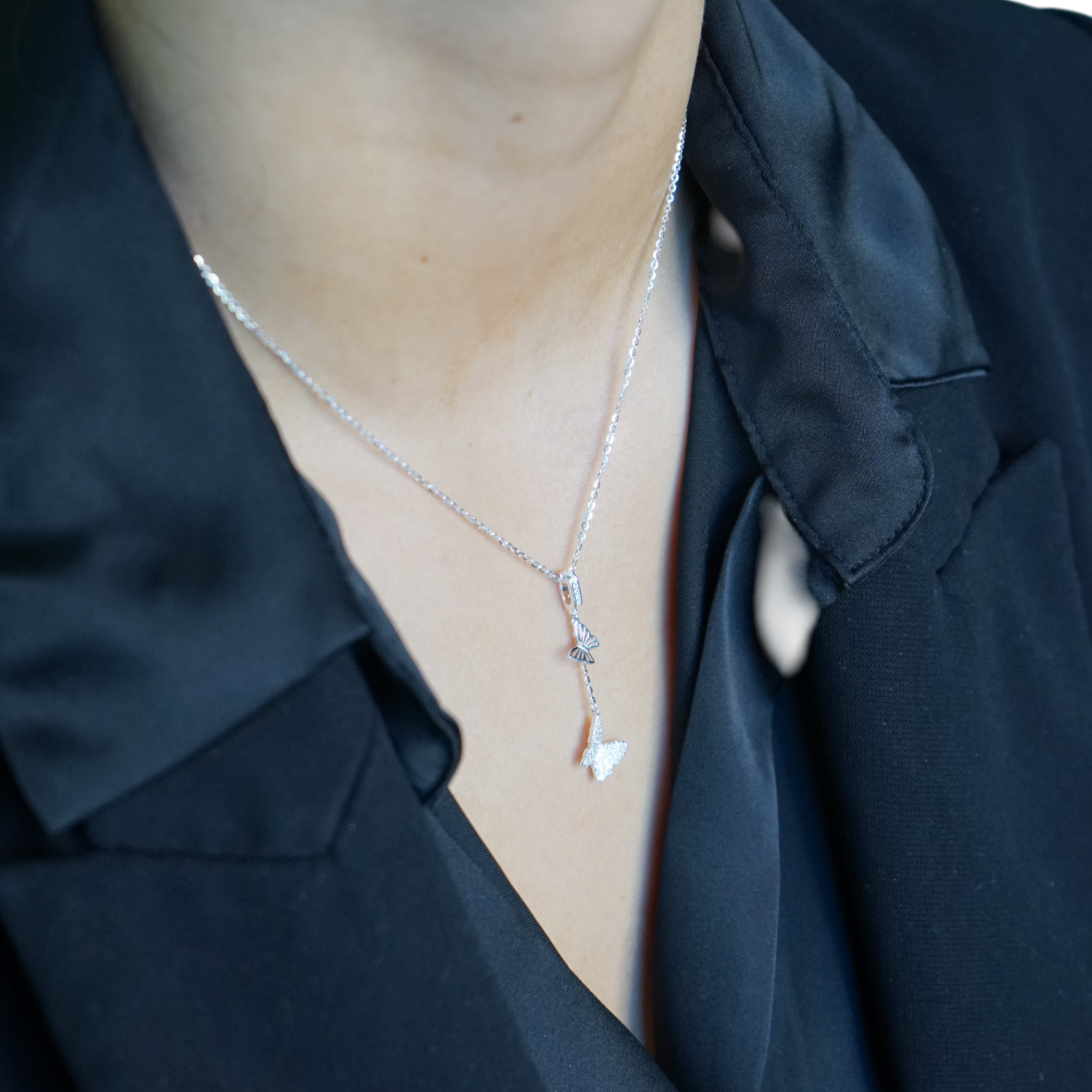 Collar Doble Mariposa – Plata Fina 925