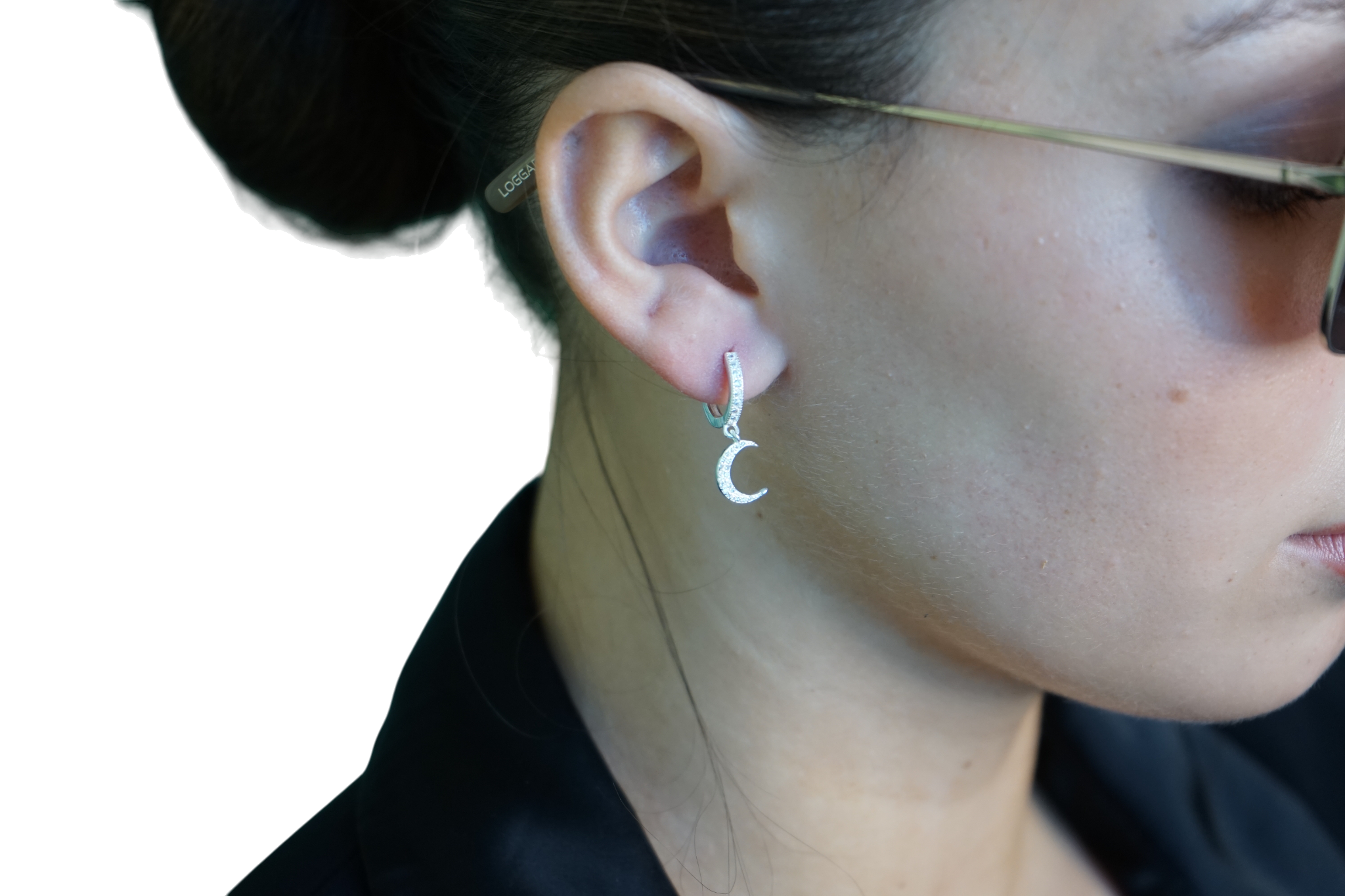 Aros Luna & Estrella Brillantes – Plata Fina 925.