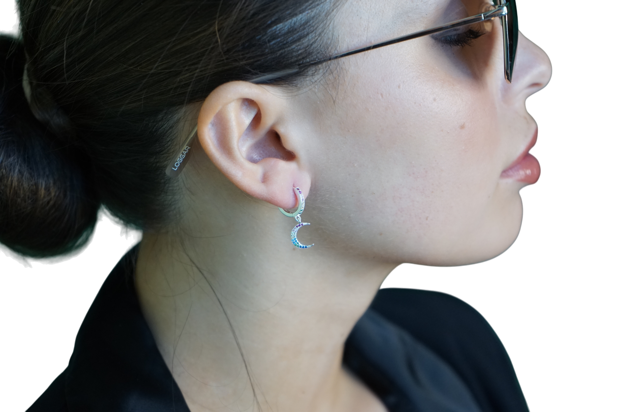 Aros Luna & Estrella Brillantes – Plata Fina 925.