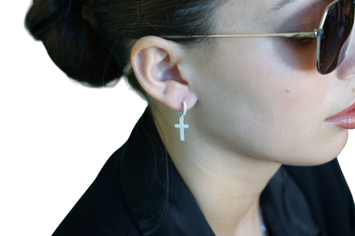 Aros Cruz Brillante – Plata Fina 925