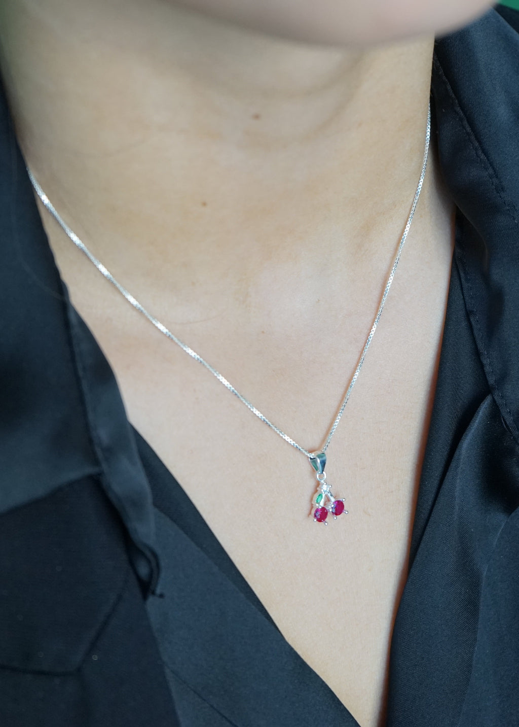Colgante Cherry Glow – Plata Fina 925