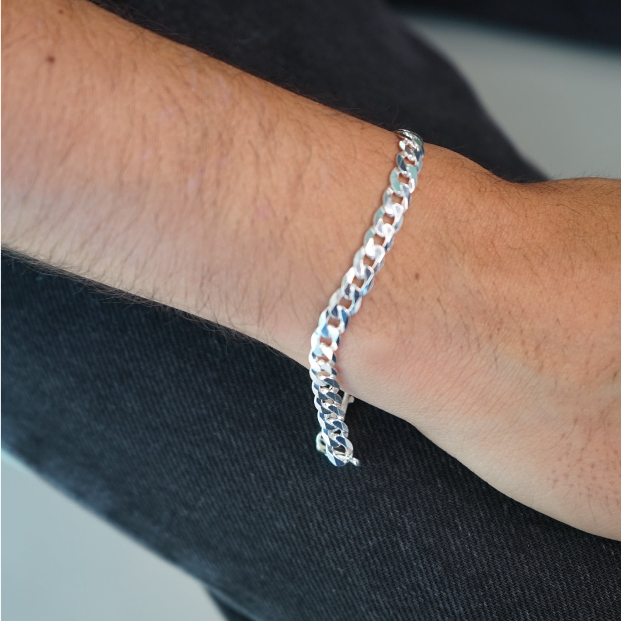 Pulsera Grumet Plana · Plata Ley 925 · 22cm