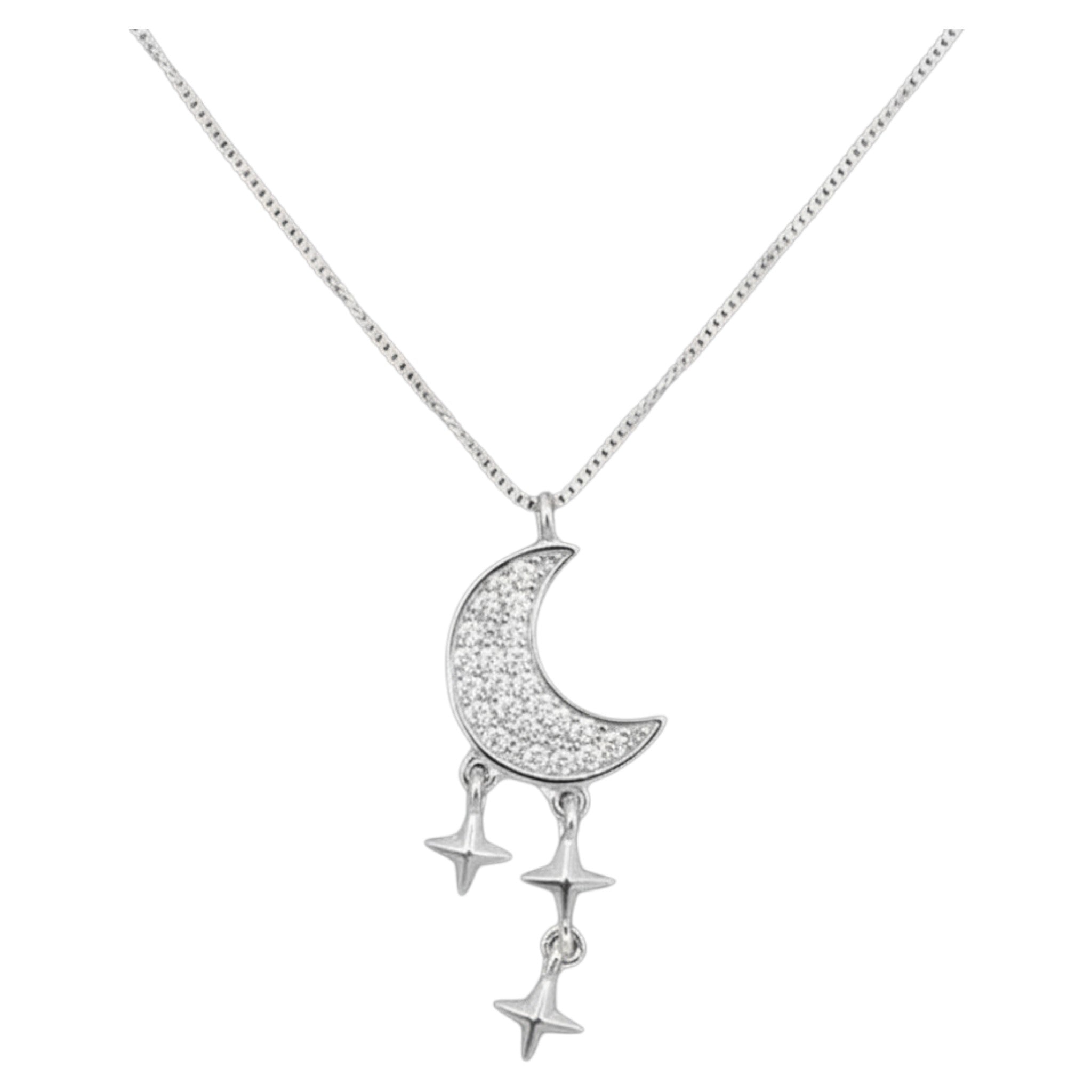 Collar Luna & Estrellas – Plata Fina 925