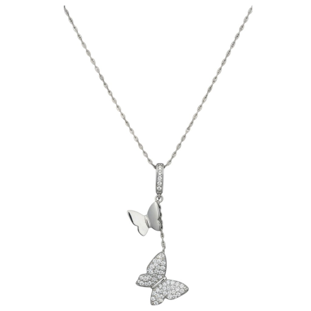 Collar Doble Mariposa – Plata Fina 925